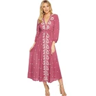 Trending Women Muslim Embroidery Summer Maxi Dress
