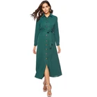 woman's dress with long sleeves and a large lapel and belt