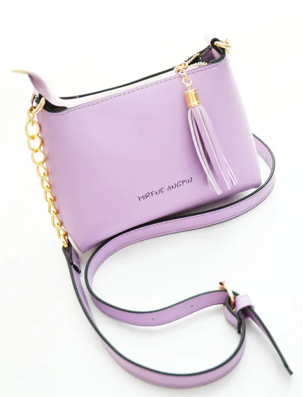 New Shell Shoulder Bag PU Leather Women Messenger Bags Clutch Candy Color Tassel Small Bag Purple bolsas Free Shipping MI-7008