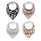 2019 Hot Sell Cute Custom Printing High Quality Organic Cotton Absorbent Triangle Baby Bandana Drool Bibs