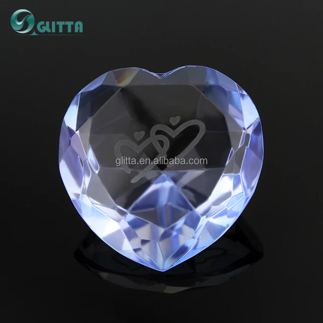 crystal engraved heart shape diamond wedding gifts,crystal