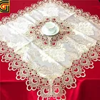 hot selling jacquard table cloth with lace border