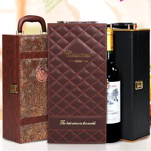 custom luxury twisted package wine bottle gift box leather