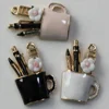 DIY Fashion Alloy Enamel Cosmetic Cup Charms For Bracelet, Metal Dangle Pencil Cup Pendants Earring Jewelry Making
