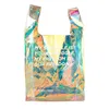 Fashion Show Glossy Shining Jelly Neon Rainbow Foldable Vest T-shirt Grocery Shopping PVC Bag