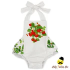 Boutique Items Fairy Summer Halter Strawberry Pattern Newborn Infant Baby Girl Ruffle Bubble Romper