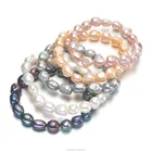 9-10mm large size real natural fresh water freshwater cultured baroque shape stretch elastic pearl bangle bracelets