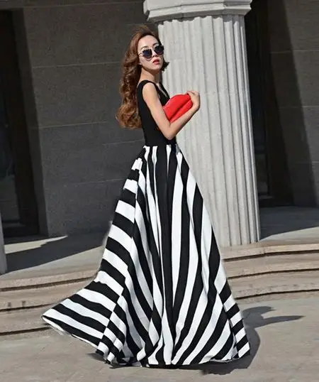 vestidos casuales largos rayas