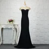 O Neck Cal Sleeve Beaded Crystal Mermaid Long Big Size Women Dress Evening Dresses 2019 Popular Cheap Black Evening Dresses Gown