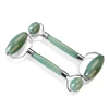 AMAZON Professional Supplier Green aventurine roller natural semi-precious stone stainless steel welded facial massager