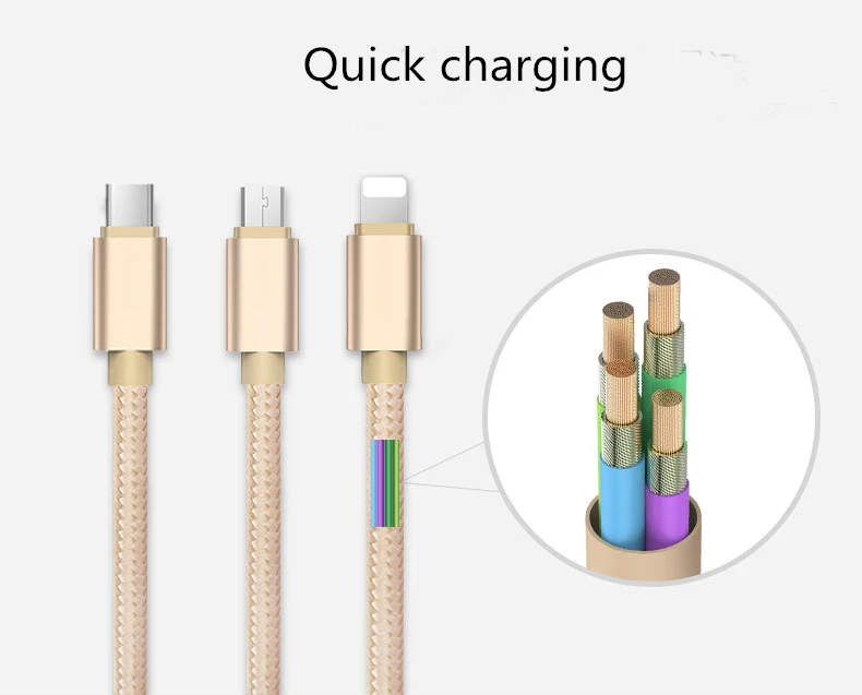 Fast Charging 3 In 1 Multi Port Smart Phone Usb Cable Charger For Type C 2a Usb Cable - ANKUX.COM