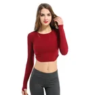 MOQ 1 drop shipping workout women tight blank long sleeve gym yoga crop top