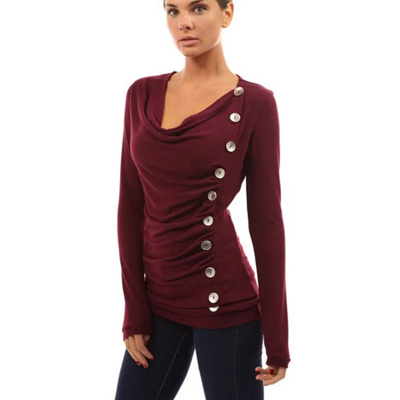 European Women Spring And Winter Casual Tops Female Fashion Clothing Long Sleeve V-neck Sexy T Shirts Tops For Women Plus Size