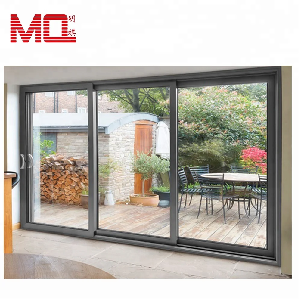 Three Track Soundproof Double Glass Balcony Aluminum Sliding Door View Thermal Break Mq Product Details From Guangzhou