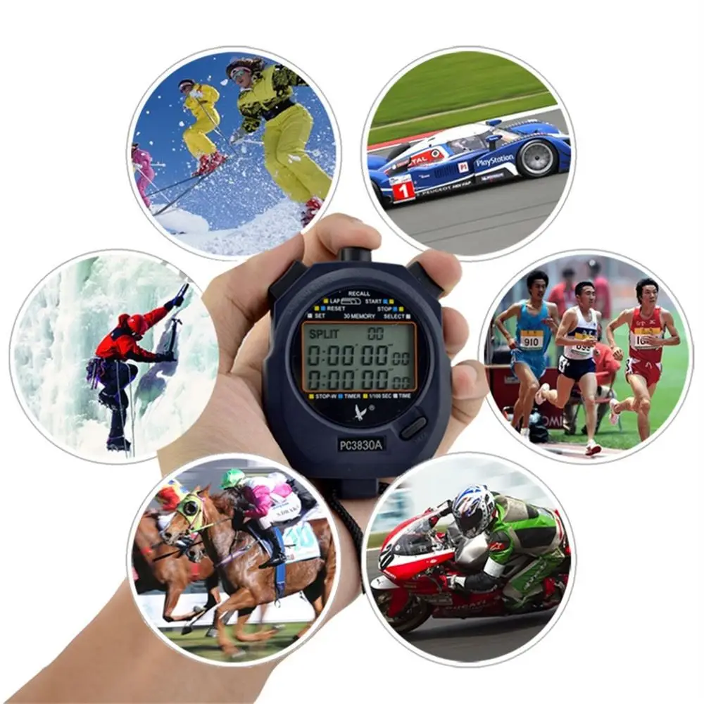 LEAP PC3830A Professional Stopwatch Large-screen Digital LCD Timer Chronograph Counter with 3 Row 30 Memories Stop Watch