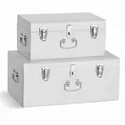 Home Decorative Storage Steel Metal Trunk Box with Silver Handles