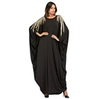 Zakiyyah 7034 Elegant Style Islamic Clothing Embroidery Pattern Black Dubai Abaya Muslim Women Dress
