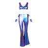 Night Club Rave Hologram Shiny Top and Pants Party Trousers Bright Fluorescent Dance Costume