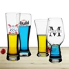 Factory direct sale supply transparent 550ml lead free crystal craft beer glass with frosting logo