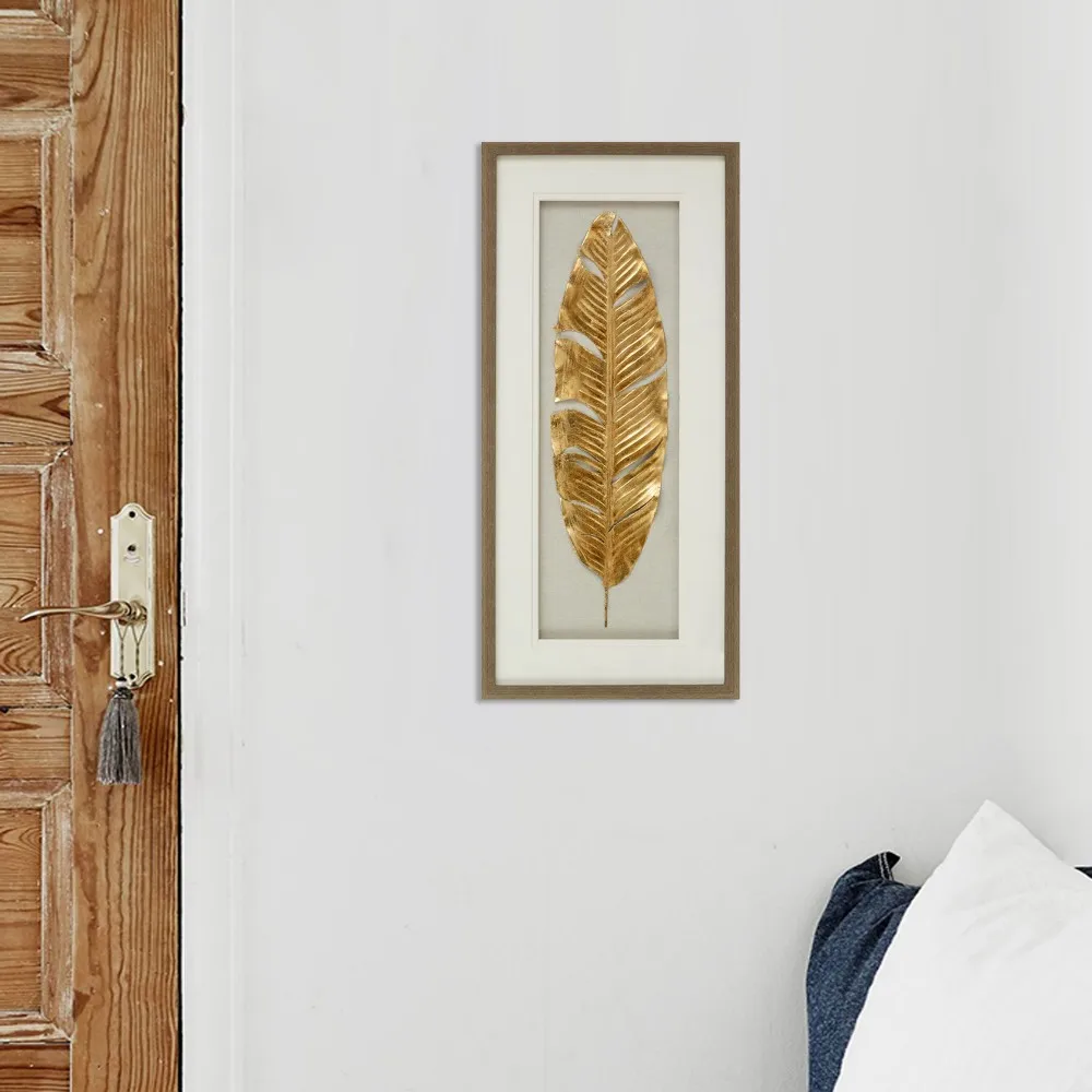Modern Gold Leaf Design Shadow Box Wall Art for home hotel decoration