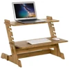 Bamboo Standing Computer Desk Monitor Stand Riser Stand Steady Up Adjustable Height Desktop Laptop Workstation Converter Natural