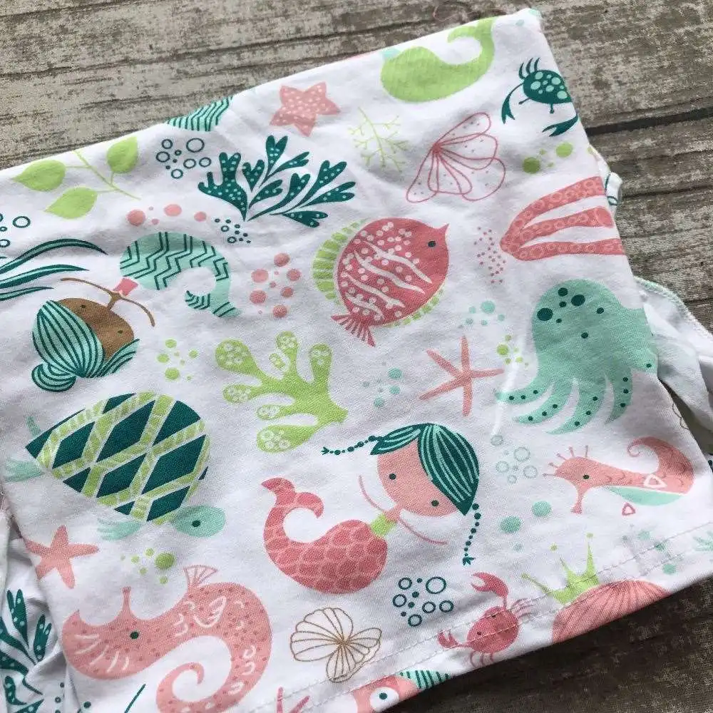 Summer baby girls clothes coral ocean world fish under the sea boutique shorts cotton kids wear ruffles match accessories