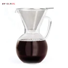 Fashionable modern borosilicate glass hot and cold brewing iced tea coffee maker