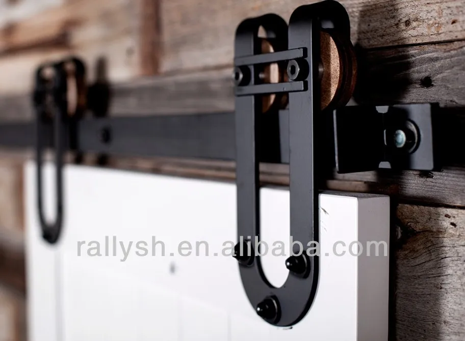 Antique Rustic Black Sliding Barn Wood Door Track kit hardware