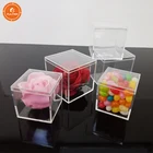Square Acrylic Storage Cube Small Candy Favor Clear Acrylic Box With L id