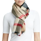 European style men and women Winter tassel grid cashmere scarf