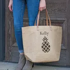 New design eco friendly yellow linen tote shopping bag custom with handle