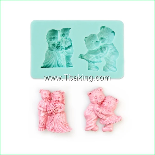 TC Soft Silicone wedding of Bear Shape Cake Mold Decorating Gum Paste Fondant Clay Soap Mold