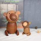 Nordic Style Wooden Animal Figurines Wood Japanese Monkey Figures Home Decor Ornaments Crafts Boy Toys & Hobbies