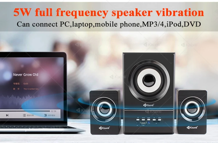 Mini Digital Kisonli USB 2.1 Speaker with FM Radio,Support USB driver TFcard /MP3 audio files with remote control - ANKUX.COM