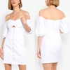 Womens Clothing Pure Linen Off the Shoulder Dress