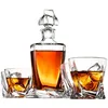 GT-051 Glass Whiskey Decanter Set 5pcs European Design 12 oz whiskey Glasses 100% Lead Free Crystal Clear For Scotch Liquor Bo