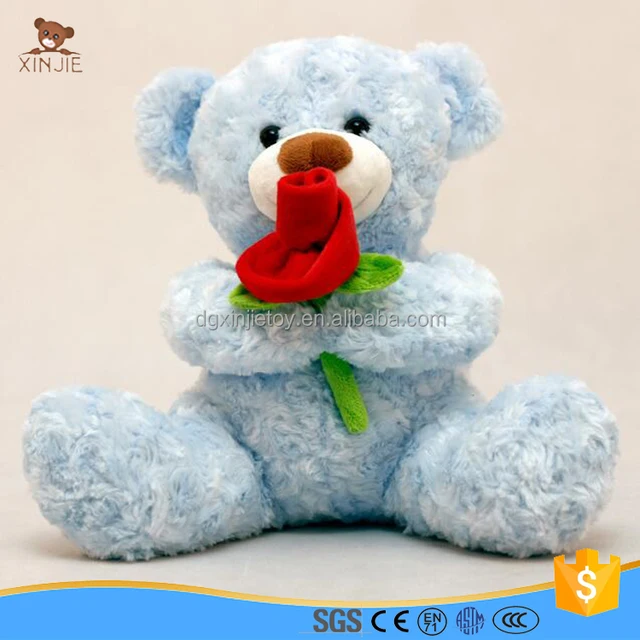 valentines gift plush teddy bear toy with a rose in hand
