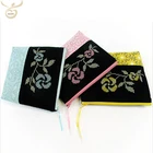 cotton canvas cosmetic bag embroidery clutch bag for women