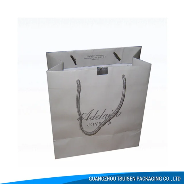factory sale custom silver paper bag shopping with handles gift