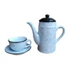 Factory hot sale white ceramic coffee tea pot with black top