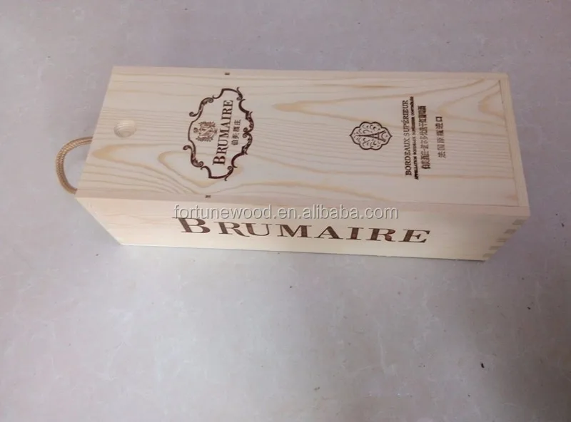 pine plywood wooden gift box with sliding lid
