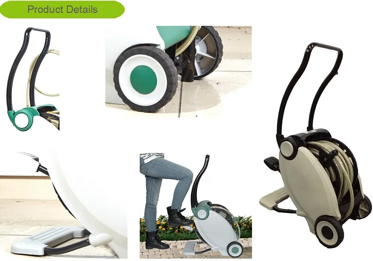 Garden Auto/automatic Water Hose Reel With Wheels Foot Pedal Rewind