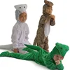 cosplay party white green brown kids snake costume for children