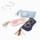 Custom logo zipper glasses pouch eyewear soft bag leather glasses packaging