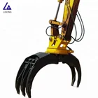 log grapple and hydraulic grapple rotator with wood grab excavator