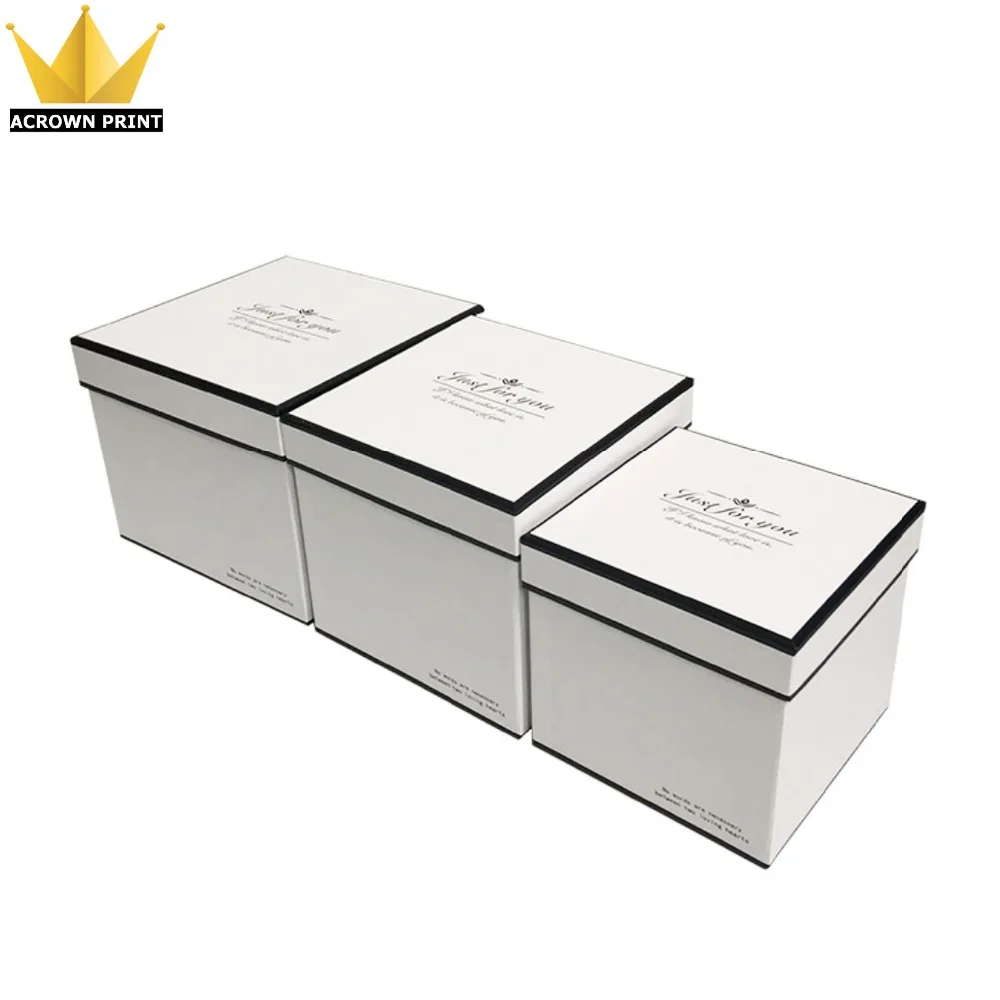 custom rose gold foil logo fancy white paper hat box / cardboard