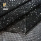 China supplier black women dress material mesh glitter tulle fabric with dot sequin for dress