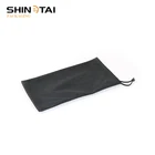 Shinetai 100% Polyester Black Microfiber Drawstring Cloth Pouch Bag For Sunglasses
