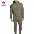 Mens sportswear gym running clothing Khaki plain jogger suits fitted blank tracksuits