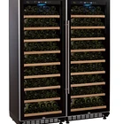 Side by side twin wooden shelves electrical wine cooler